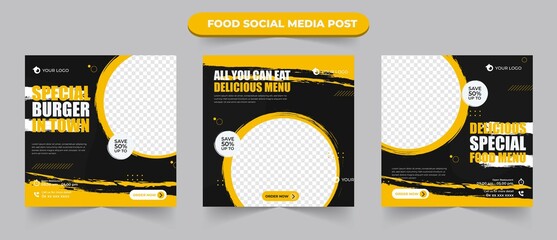 Wall Mural - food cullinary promotion menu for restaurant or cafe suitable for social media post and web ads temp