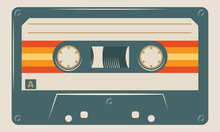 Soft Green Musiccasette, Cassette Tape, Vector Art Image Illustration, Isolated On Beige Background, Mix Tape Retro Cassette Design, Music Vintage And Audio Theme Vector Illustration