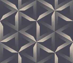 Sticker - Sophisticated Geometry Triangles Grid Seamless Pattern Vector Abstract Background. Exclusive Unique Ornamental Structure Repetitive Graphic Wallpaper. Halftone Retro Fashioned Endless Art Illustration