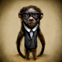 Portrait Of A Monkey In A Business Suit