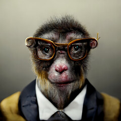 Wall Mural - portrait of a monkey in a business suit
