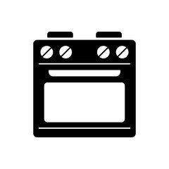 Poster - Electrical stove icon in black flat glyph, filled style isolated on white background