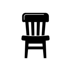 Sticker - Chair furniture icon in black flat glyph, filled style isolated on white background