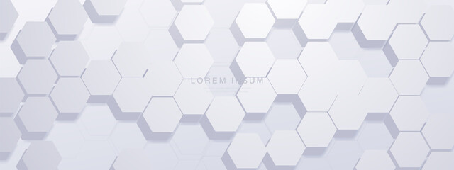 Wall Mural - Abstract white 3d geometric shape technology digital hi tech concept background. Vector illustration