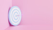 Darts target 3d illustration isolated on Pink background. Success Business Concept.