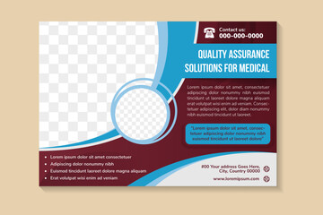 Wall Mural - flyer template design with headline is quality assurance solutions for medical. space of photo colla