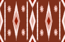 Ikat Seamless Geometric Pattern Textile Background With Red Color For Cloth Fashion Decorative Design