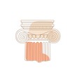 Linear drawing ancient Greek column. Architect symbol ionic column with abstract shape. Vector art for design of posters, clothes, logo, invitations.