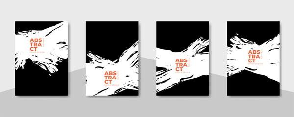 Set cover design template with abstract brush stroke designs