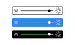 Screen brightness changes set icon. Slider, adjust, control, settings, phone, monitor, device, display, night and reading mode. Technology concept. Vector line icon for Business and Advertising