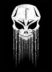 Wall Mural - Stylized human skull image, vector skull illustration, on black background.