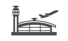 Silhouette Of The Airport Building. Vector Illustration For Creative Design