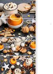 Wall Mural - Collage of Christmas table setting with sweet treats.