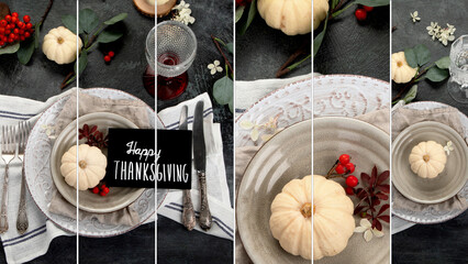 Poster - Collage of Harvest table setting.