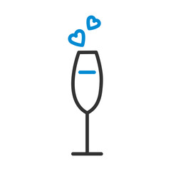 Sticker - Champagne Glass With Heart Icon