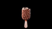 Stop motion animation of a chocolate hazelnut ice cream being eaten