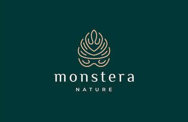 Wall Mural - Monstera leaf nature logo icon design template flat vector illustration