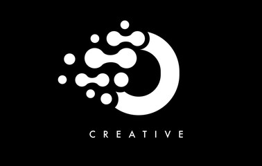 Wall Mural - letter o dots logo design with black and white colors on black background vector