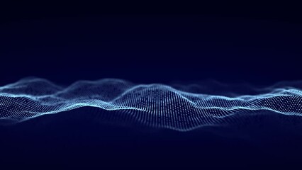 Leinwandbilder - Music wave of particles. Big data visualization. Abstract blue background with a dynamic wave. 3d rendering.