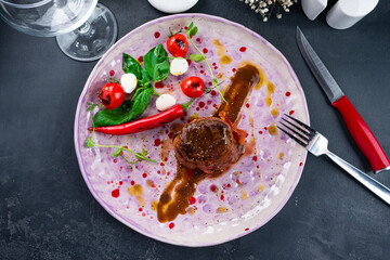 Wall Mural - filet mignon steak served on a plate