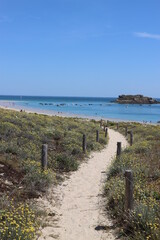 Sticker - path to the beach at the island in Houat, Brittany 