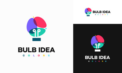 Wall Mural - colorful lightbulb logo designs concept, creative icon symbol technology logo, bulb logo designs
