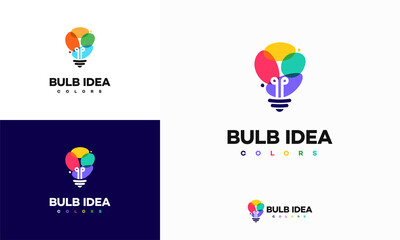Wall Mural - colorful lightbulb logo designs concept, creative icon symbol technology logo, bulb logo designs
