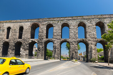 Wall Mural - Car road and Aqueduct of Valens, Istanbul, Turkey