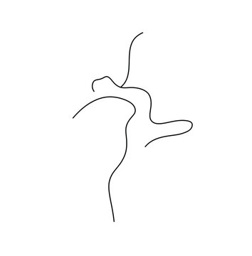 Vector isolated ballet danser man contour line silhouette drawing. Colorless black and white ballet dancer in pose outline hand drawing sketch.