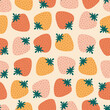 Cute colorful strawberry hand drawn vector illustration. Adorable berry fruit seamless pattern for kids fabric or wallpaper.