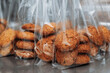 oatmeal cookies in portions in plastic packaging