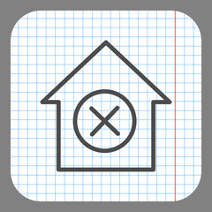 Wall Mural - Deny, house simple icon. Flat desing. On graph paper. Grey background.ai