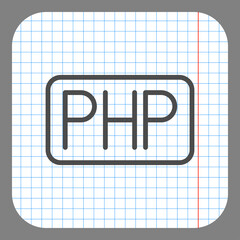 Wall Mural - PHP simple icon vector. Flat design. On graph paper. Grey background.ai
