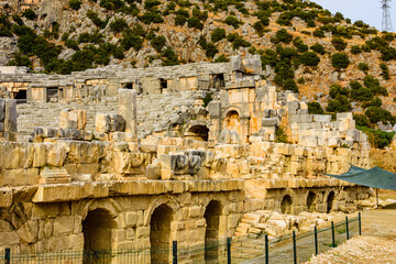 Wall Mural - Ruins of the ancient roman or greek theatre in town Demre. Ancient Myra city. Antalya province, Turkey
