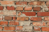 Fototapeta  - Texture of old red brick wall as background