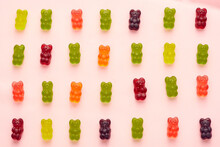 Colorful Sweet Yummy Candies On Beige Background