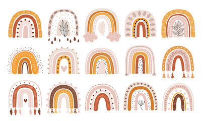 Wall Mural - Cute Boho rainbows for your design, childish hand drawn elements. Nursery theme,