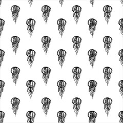 Wall Mural - Seamless vector pattern of a sea jellyfish.