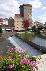 Sticker - Blick von Görlitz über die Neisse zur Dreiradenmühle in Zgorzelec