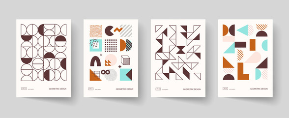 Wall Mural - trendy covers design. minimal geometric shapes compositions.