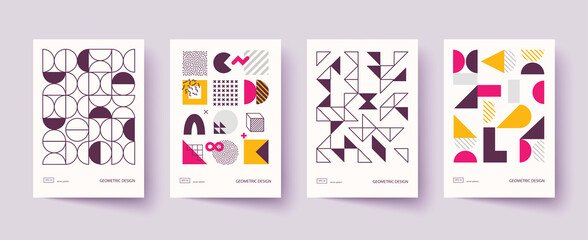 Wall Mural - trendy covers design. minimal geometric shapes compositions.