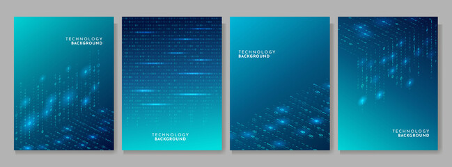 Wall Mural - vector illustration. binary code background. software programming concept. glowing numbers and dots.