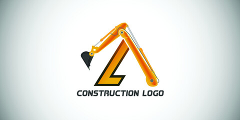 Wall Mural - A letter construction logo with  Excavator design