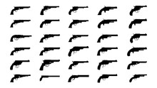 Set Of Old Pistols Silhouettes. Vector EPS10.