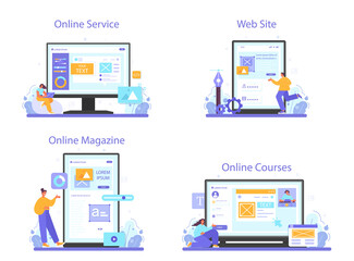 Wall Mural - ux and ui designer online service or platform set. app interface improvement.