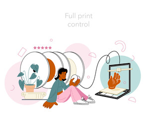 Wall Mural - 3d printer concept. digital designer with electronic tools making