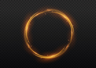 Wall Mural - glow neon circle, ring orange flame, light swirl