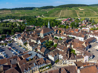 North of Burgundy wine making region, view on Chablis village with famous white dry wine made from Chardonnay grape, wine tour in France