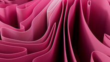 Abstract Wallpaper Made Of Pink 3D Ribbons. Colorful 3D Render. 