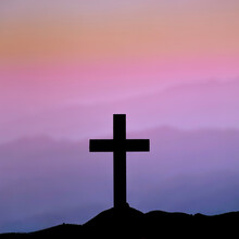 Silhouette Cross On The Mountains